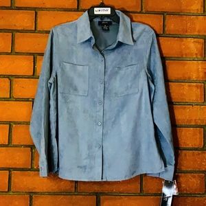 Allison Morgan - M, L/S Plain, Velvety Blue -NWT!